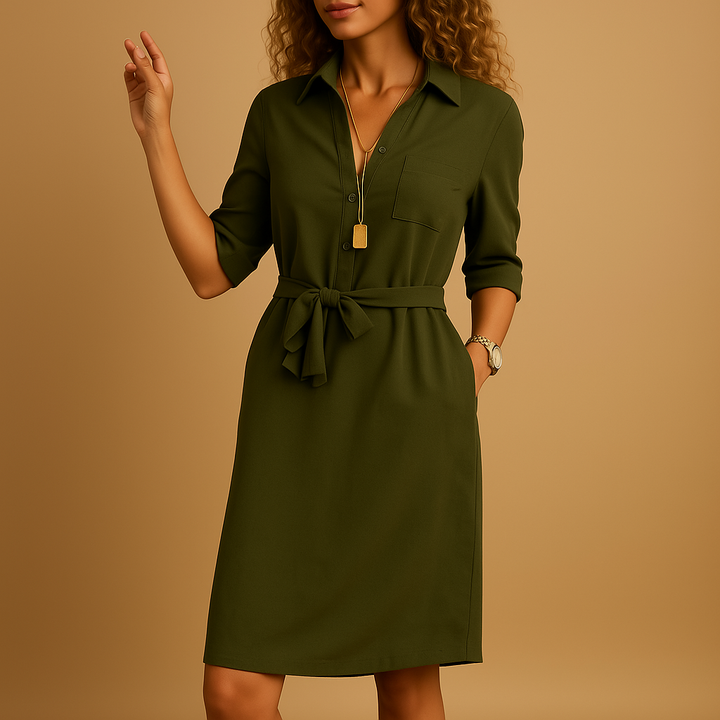 Aurora Women’s Spring Belted Shirt Dress For Women