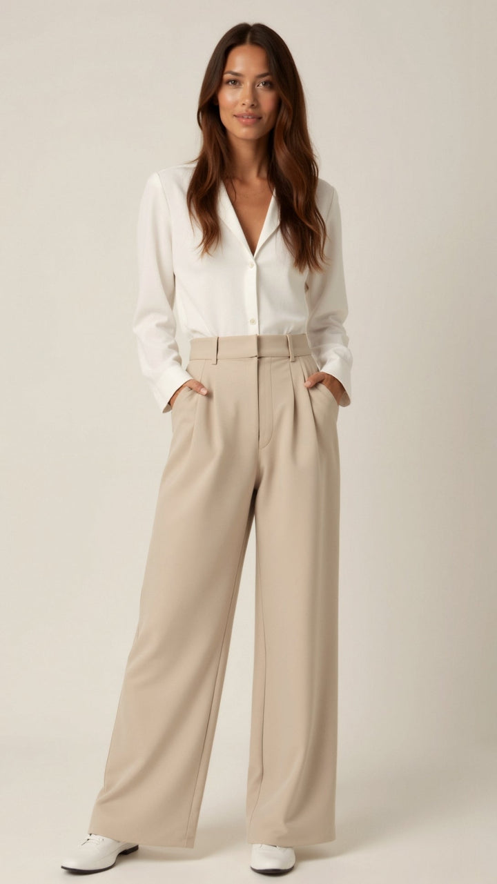 Astra Women's Classic High Waisted Wide Leg Trousers