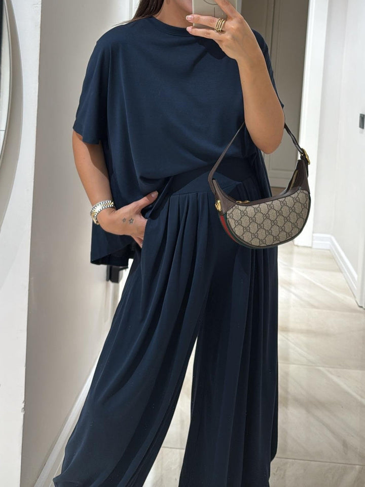 Nova Two Piece Casual Top And Wide Leg Pants Set For Everyday Wear