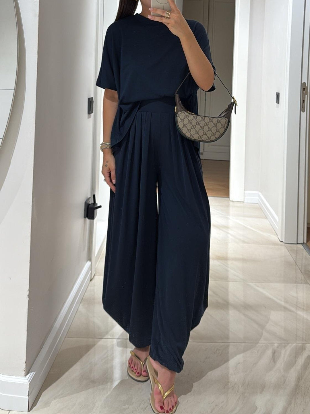 Nova Two Piece Casual Top And Wide Leg Pants Set For Everyday Wear