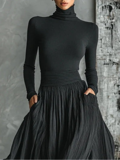 Nova Turtleneck And Pleated Skirt Set For Timeless Everyday Style
