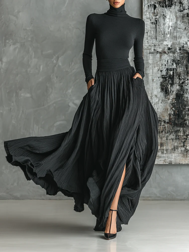 Nova Turtleneck And Pleated Skirt Set For Timeless Everyday Style