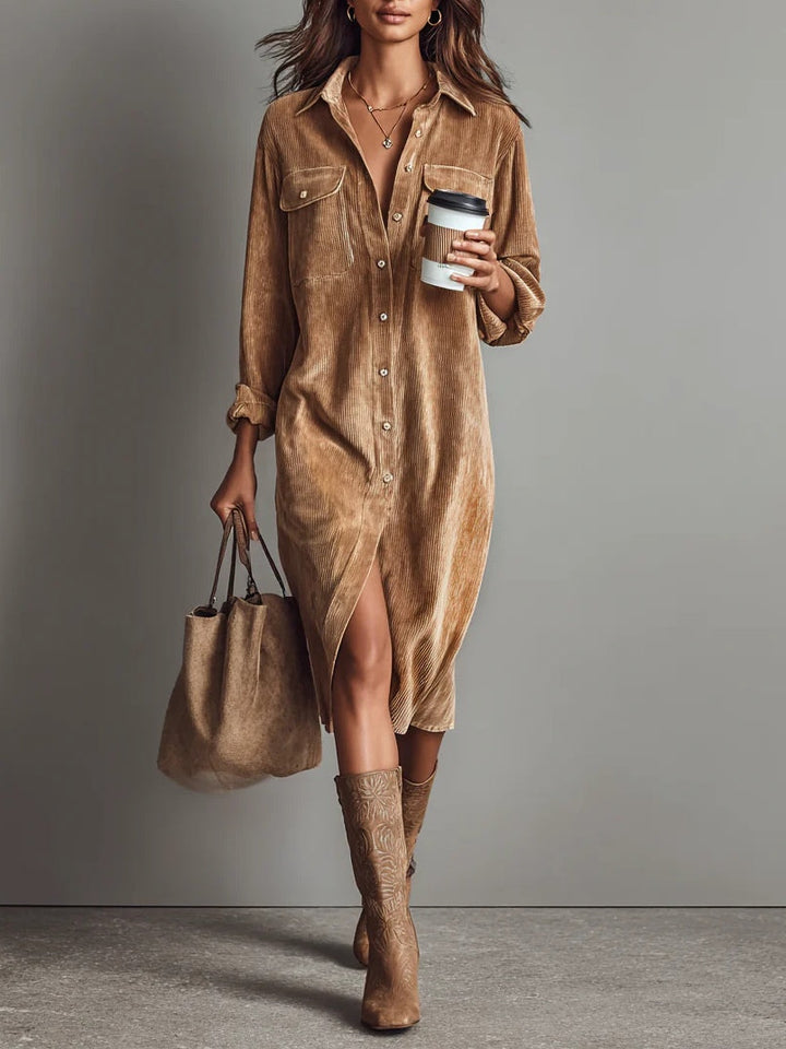 Astra Chic Flared Hem Dress With Elegant Lines For Work And Evening Wear