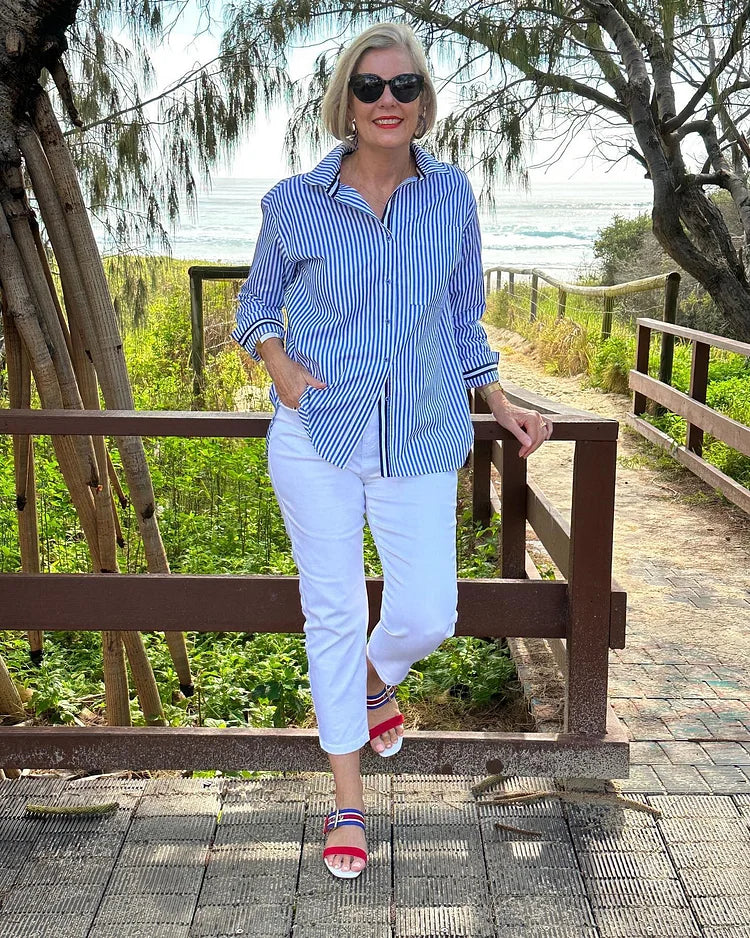Verve Atelier Women’s Classic Striped Button Shirt