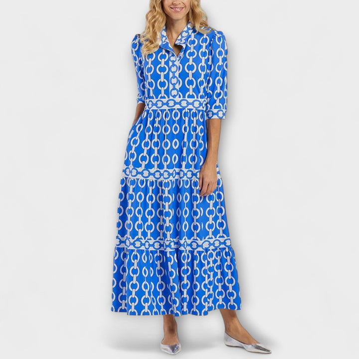 Nova Midi Dress With Chain Pattern For Modern Wardrobe