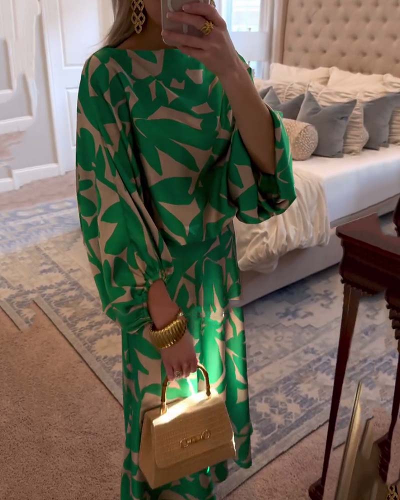 Nova Two-Piece Printed Set With Lantern Sleeves From The Aurora Line