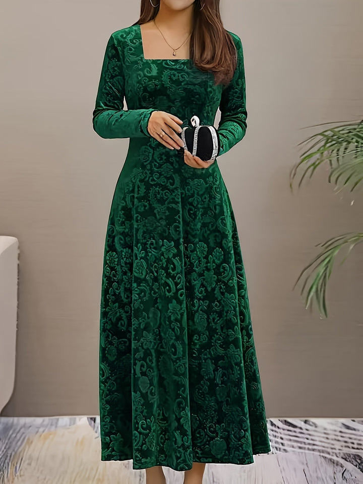 Elara Women's Graceful Floral Design Midi Dress For Weddings