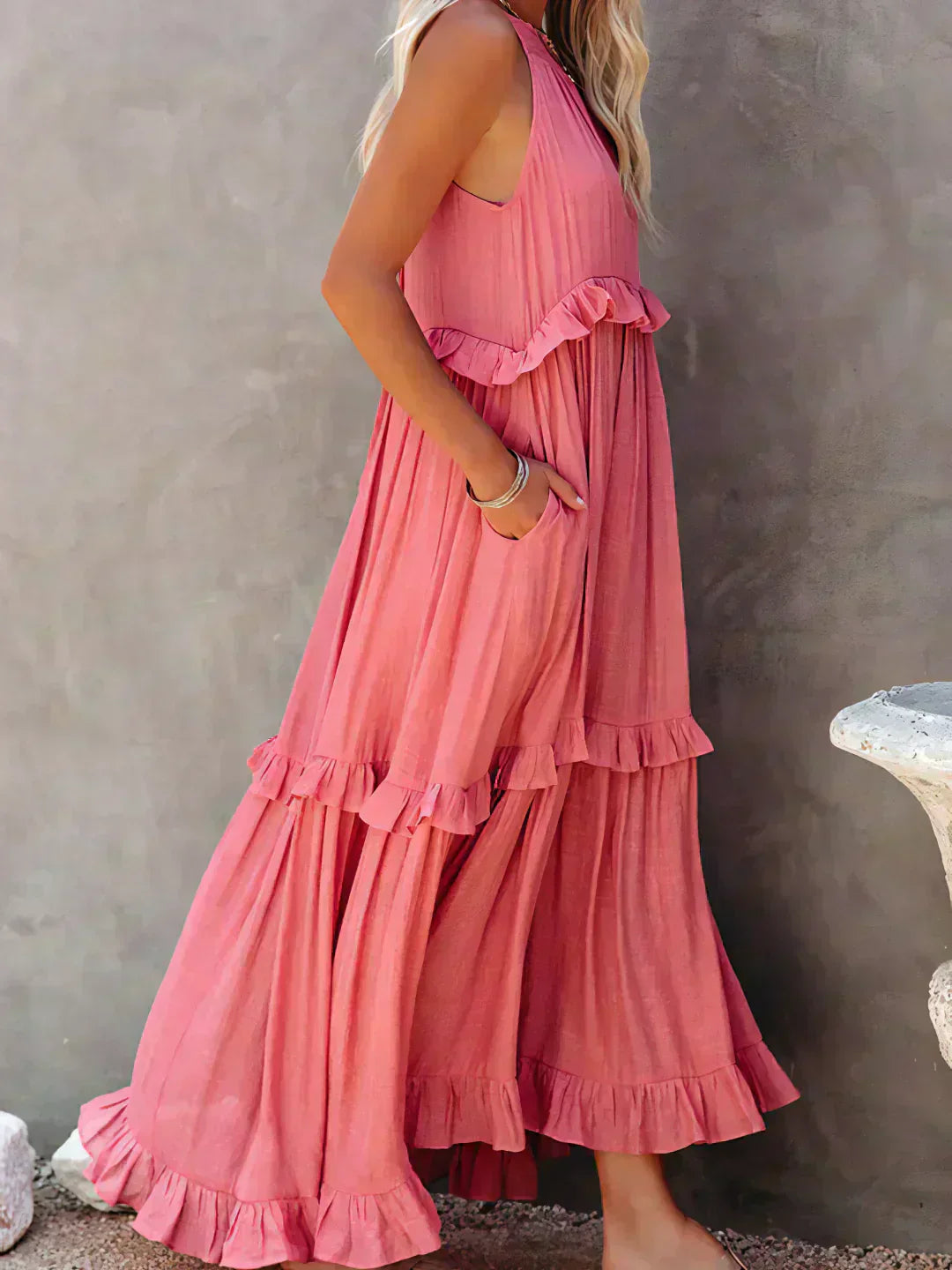 Elara Elegant Sleeveless Dress With Delicate Ruffles