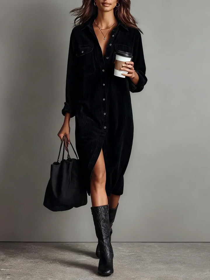 Astra Chic Flared Hem Dress With Elegant Lines For Work And Evening Wear