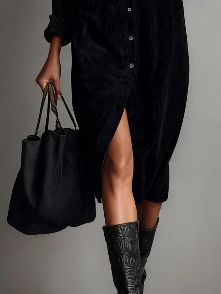 Astra Chic Flared Hem Dress With Elegant Lines For Work And Evening Wear