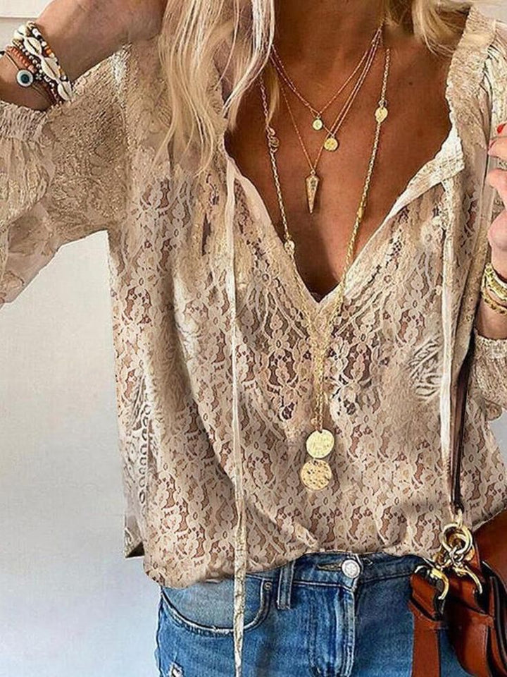 Astra Women Elegant Boho V Neck Blouse Chic For Women