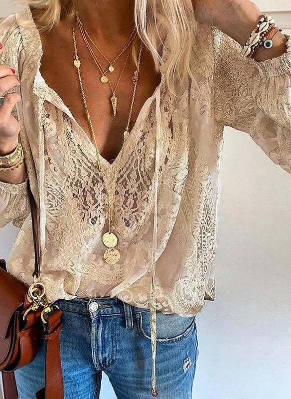 Astra Women Elegant Boho V Neck Blouse Collection Edition