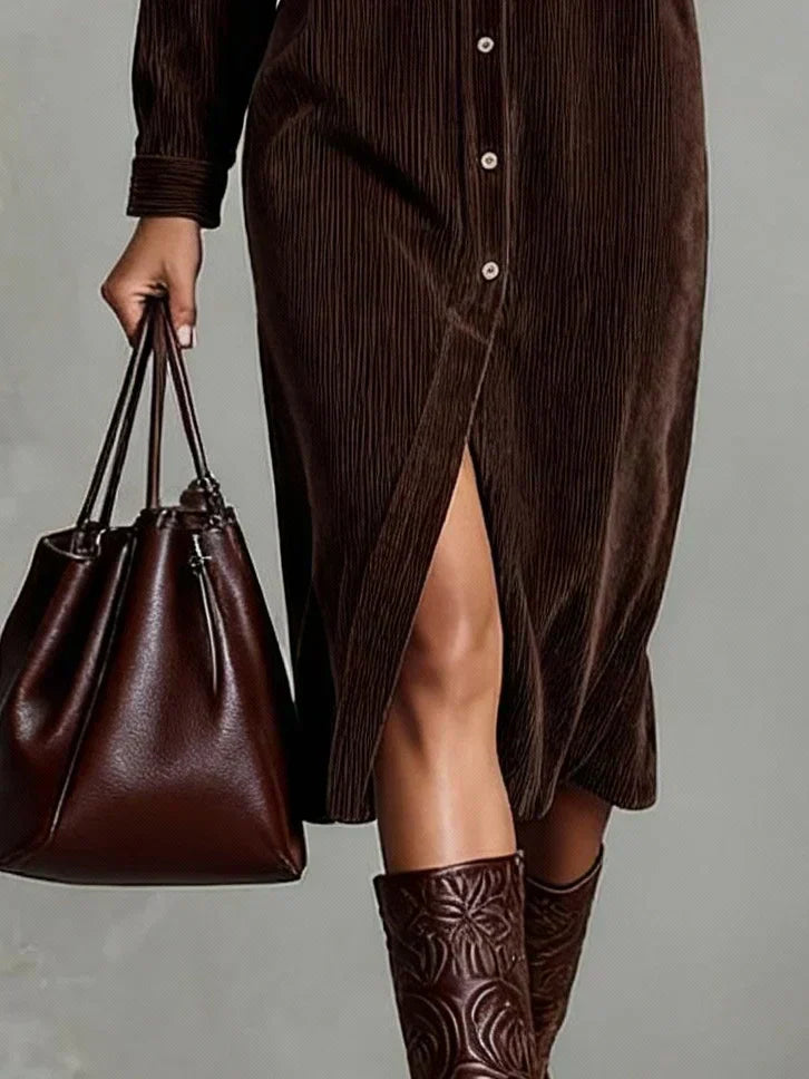 Astra Chic Flared Hem Dress With Elegant Lines For Work And Evening Wear