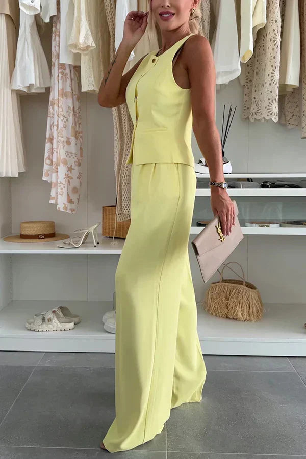 Elara Polished Two-Piece Co-Ord Set With Button-Up Top For Everyday Wear
