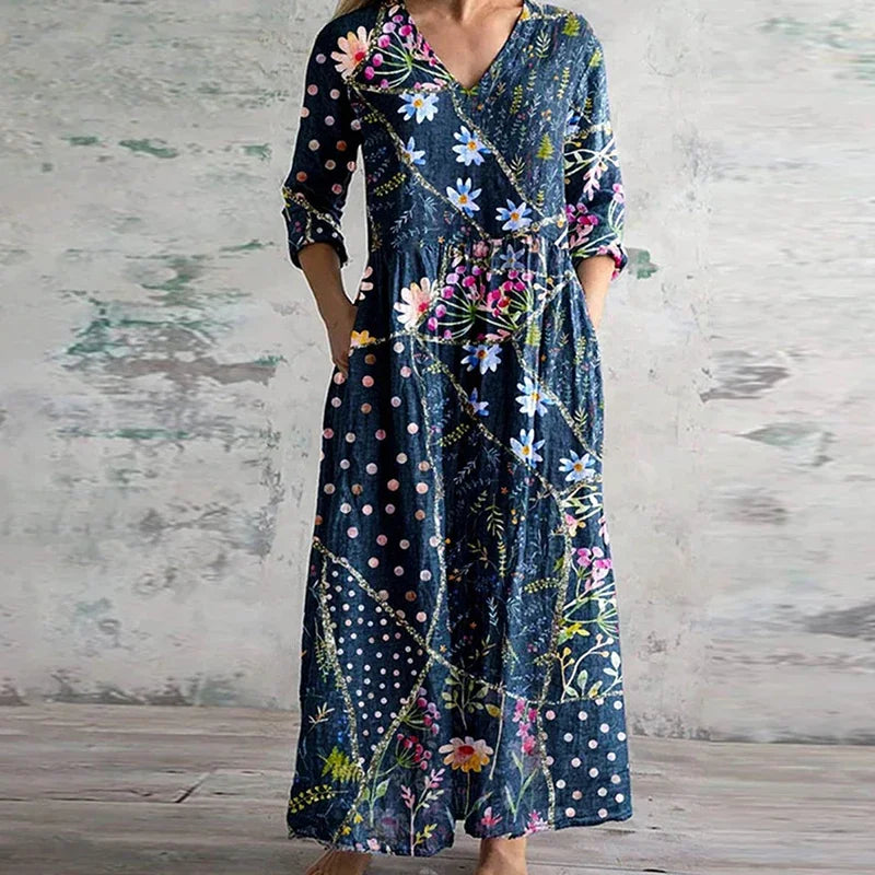 Astra Elegant Retro Maxi Dress With Vintage Charm Everyday