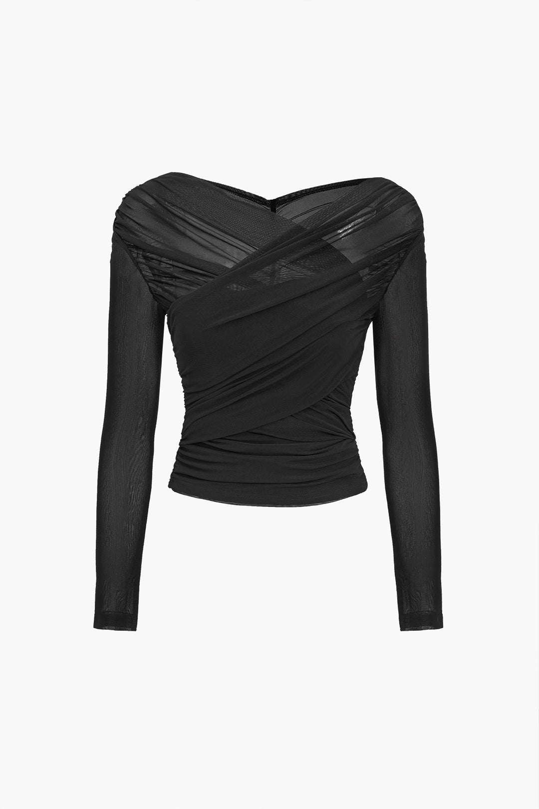 Nova Women Ruched Mesh Long Sleeve Top For Summer Days