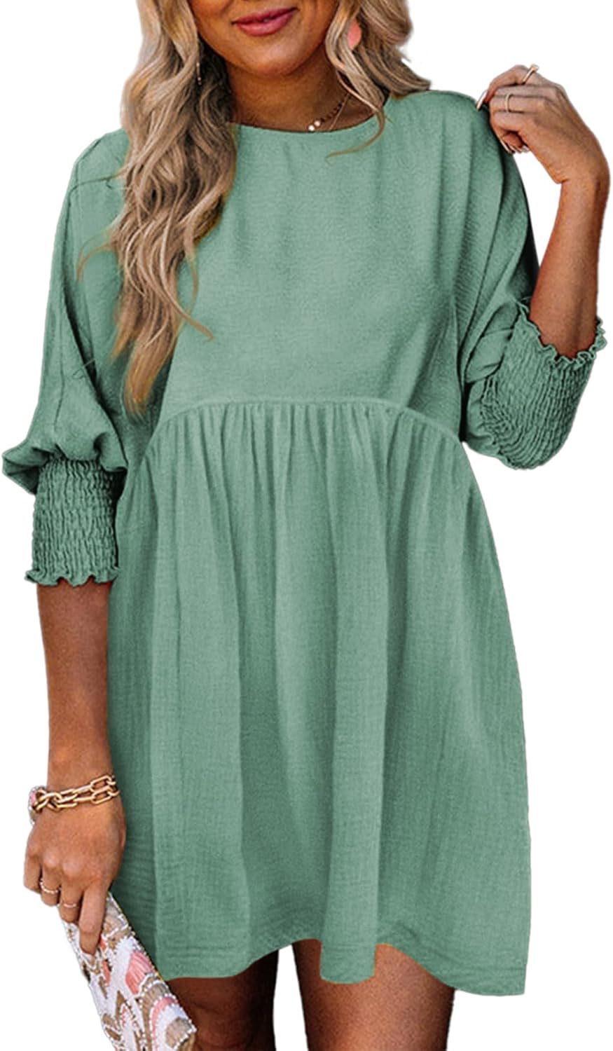 Novae Bloom Ruched Summer Day Dress For Womens Everyday Casual Wardrobe