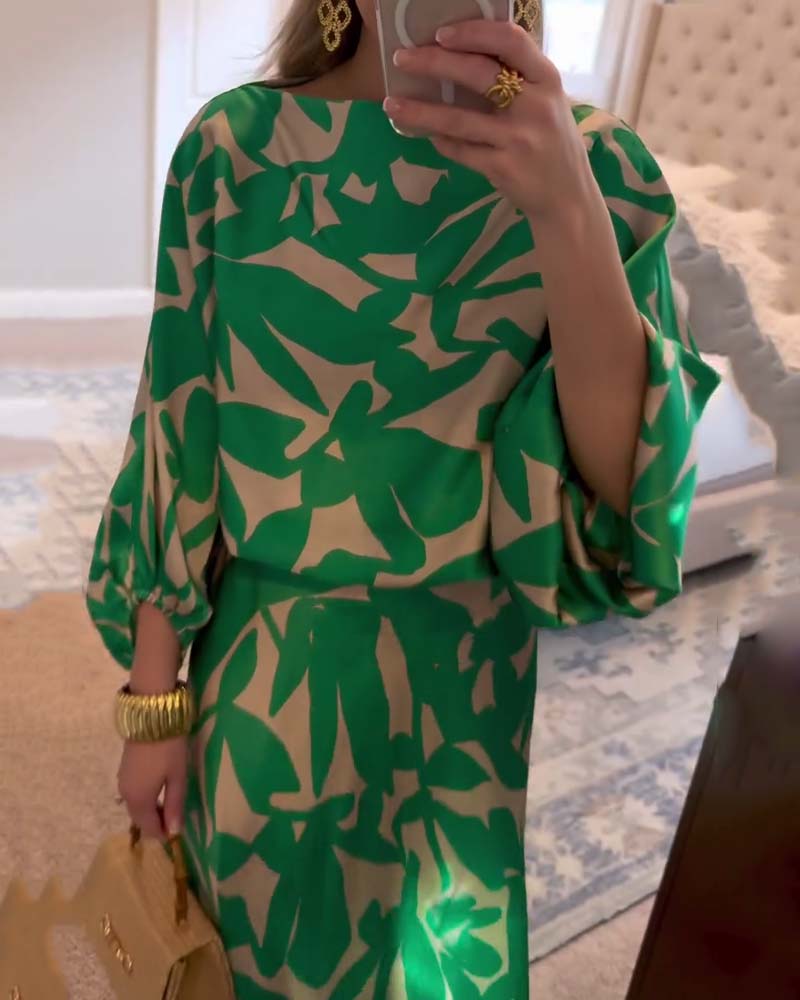 Nova Two-Piece Printed Set With Lantern Sleeves From The Aurora Line