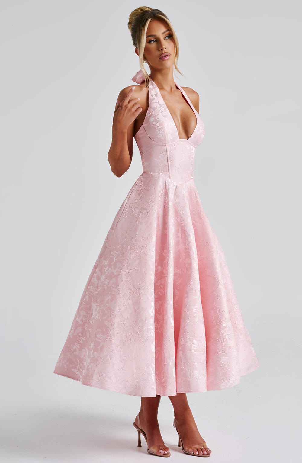 Arielle Women Halter Midi Dress For Wedding Guests