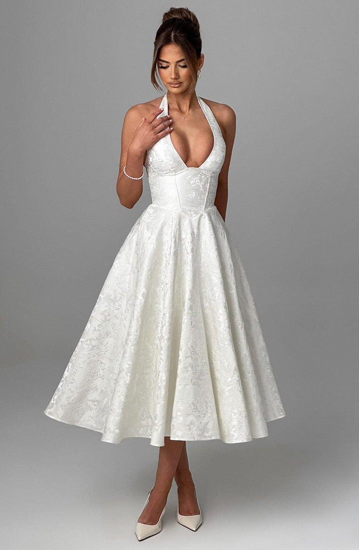 Nova Women's Halter Midi Dress For Wedding Guests