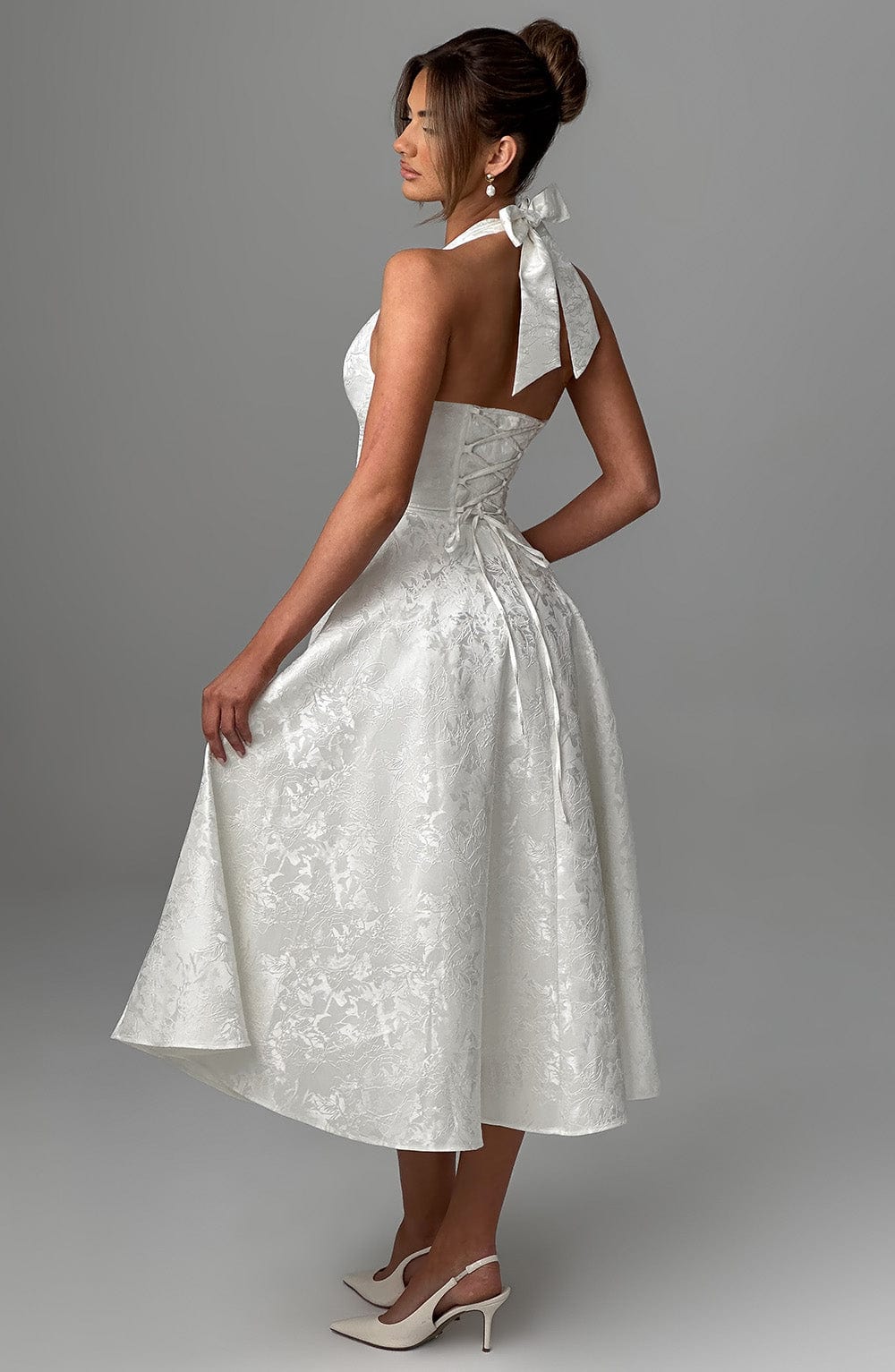 Arielle Women Halter Midi Dress For Wedding Guests