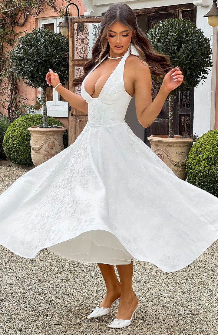 Arielle Women Halter Midi Dress For Wedding Guests