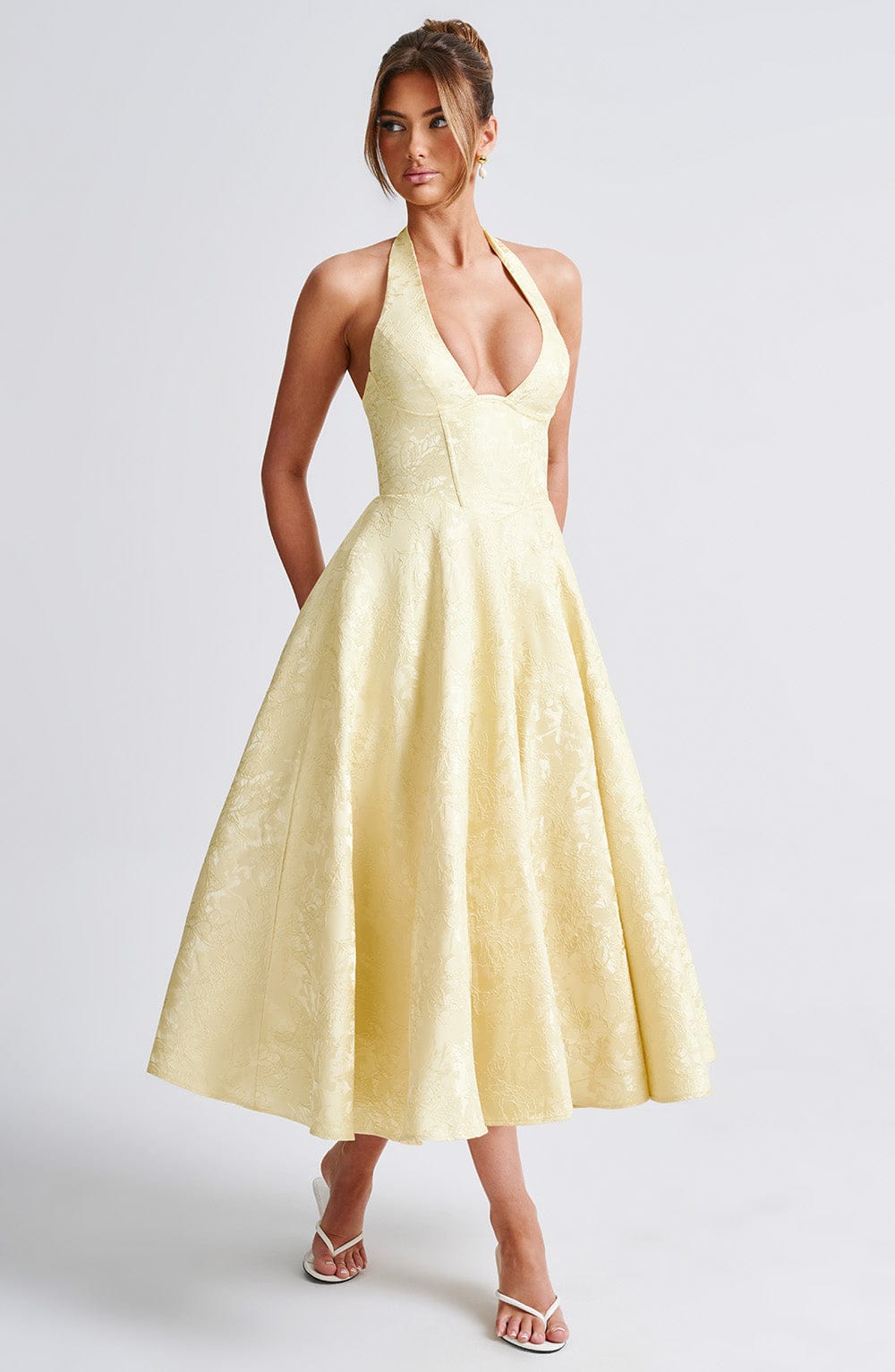 Arielle Women Halter Midi Dress For Wedding Guests