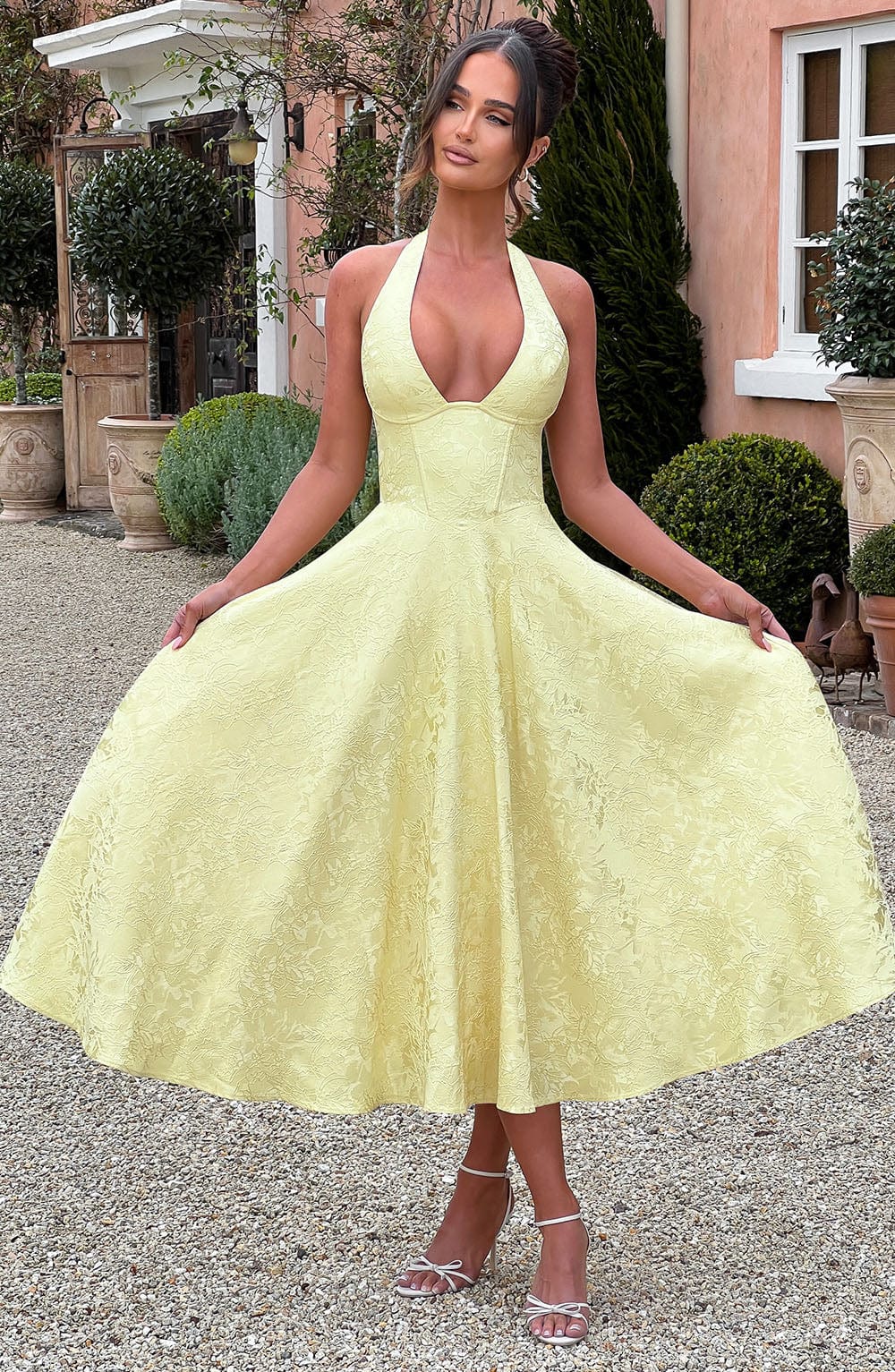 Arielle Women Halter Midi Dress For Wedding Guests