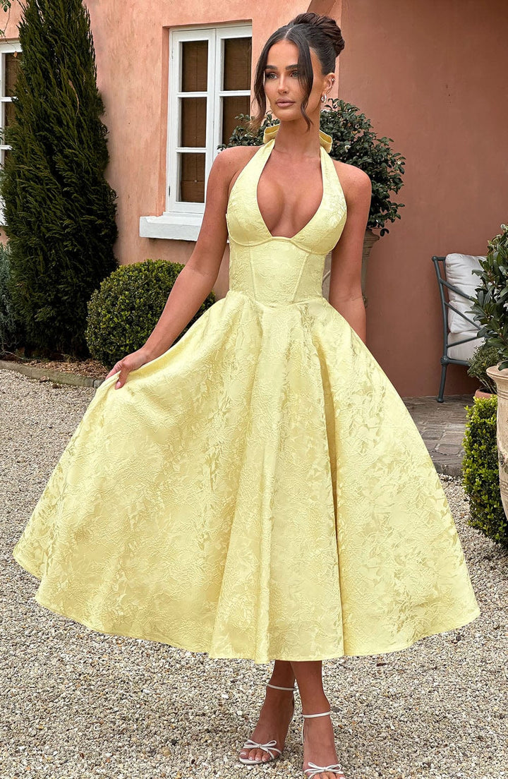 Arielle Women Halter Midi Dress For Wedding Guests
