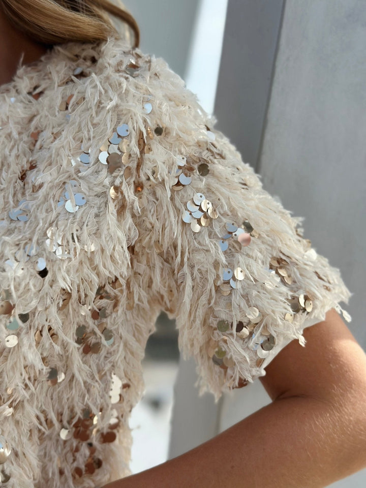 Embellished Blouse With Feathers And Sequins For Women Nalyn