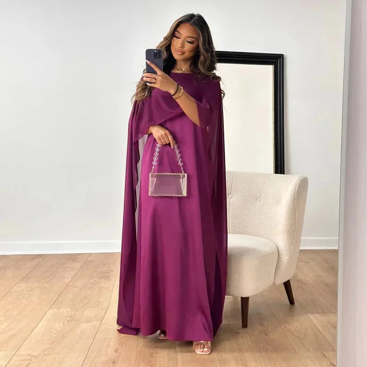 Ava Cape Maxi Dress With Cape Detail For Wedding Guests