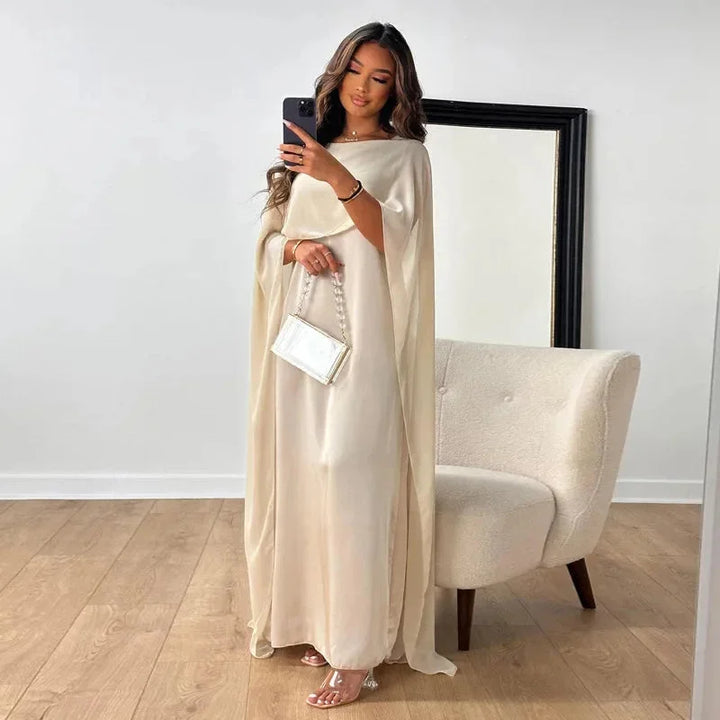Ava Cape Maxi Dress With Cape Detail For Wedding Guests