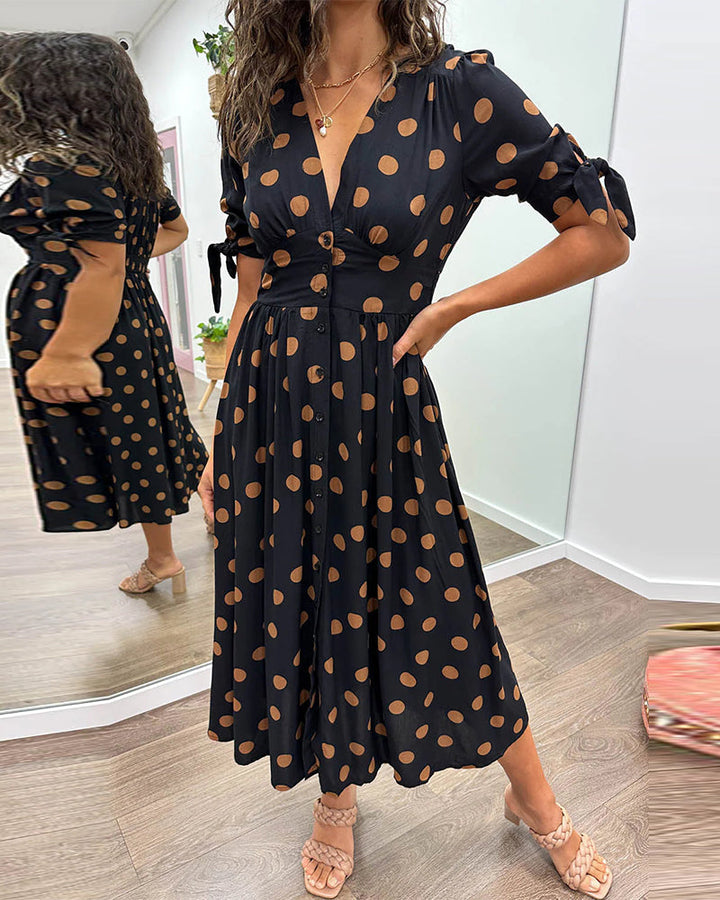 Larkhaven Elegant Polka Dot Dress For Women Everyday Casual Office Wear