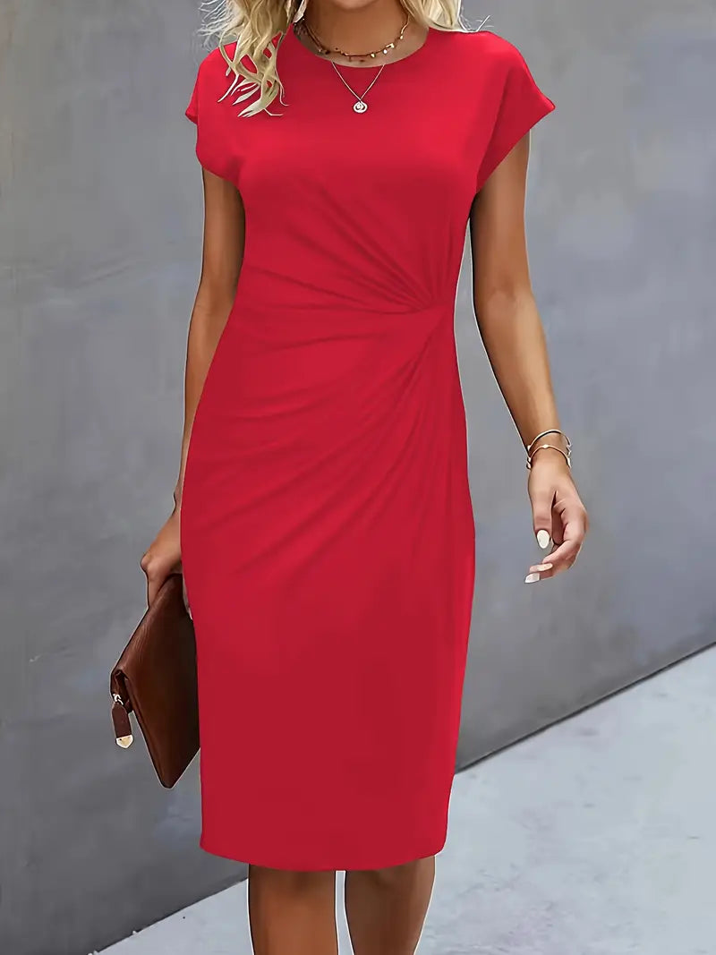 Astra Women's Classic Short Sleeve Bodycon Dress Deluxe