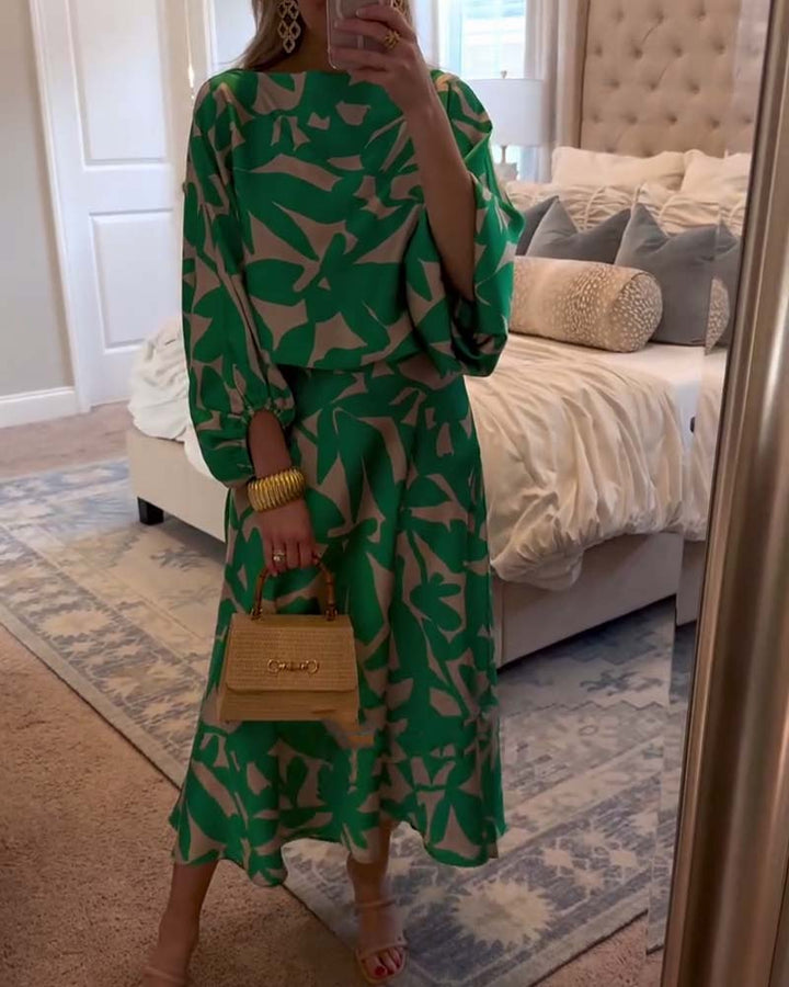 Nova Two-Piece Printed Set With Lantern Sleeves From The Aurora Line