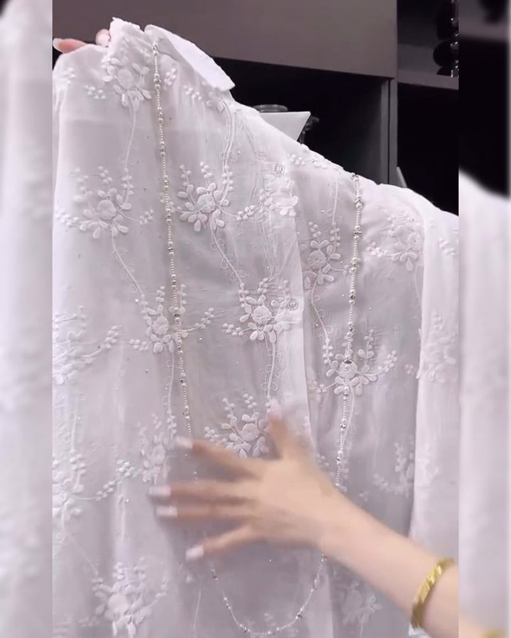 Lyra Embroidered Solid Color Shirt With Dropped Shoulders