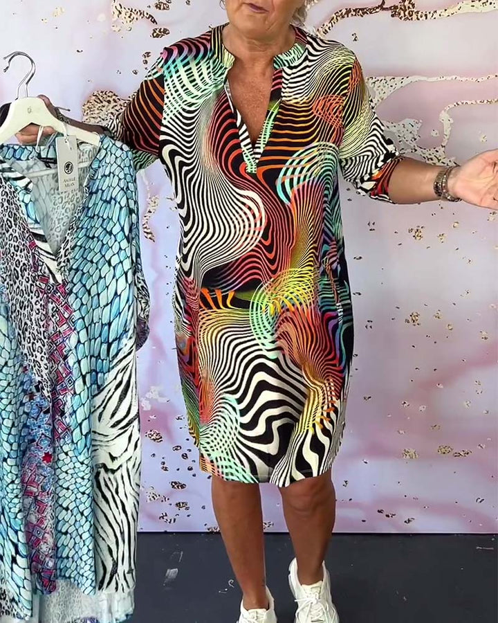 Nova Colorful V-Neck Dress Colorful V-Neck Dress Nova