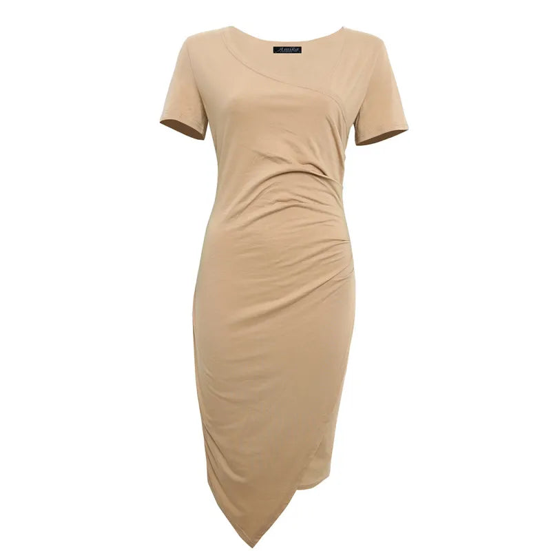 Astra Women's Classic Short Sleeve Bodycon Dress Deluxe
