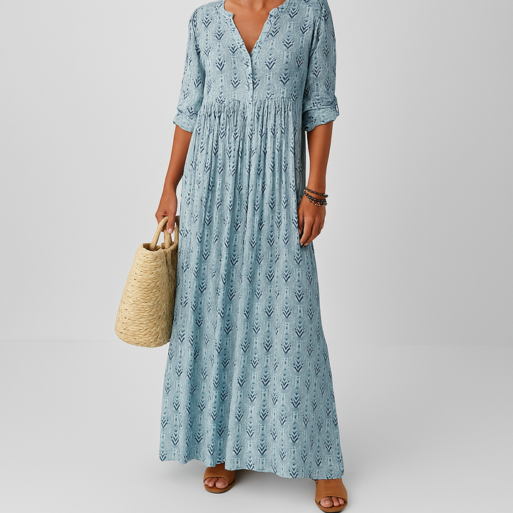 Nova Bloom Women Long Sleeve Summer Boho Print Dress