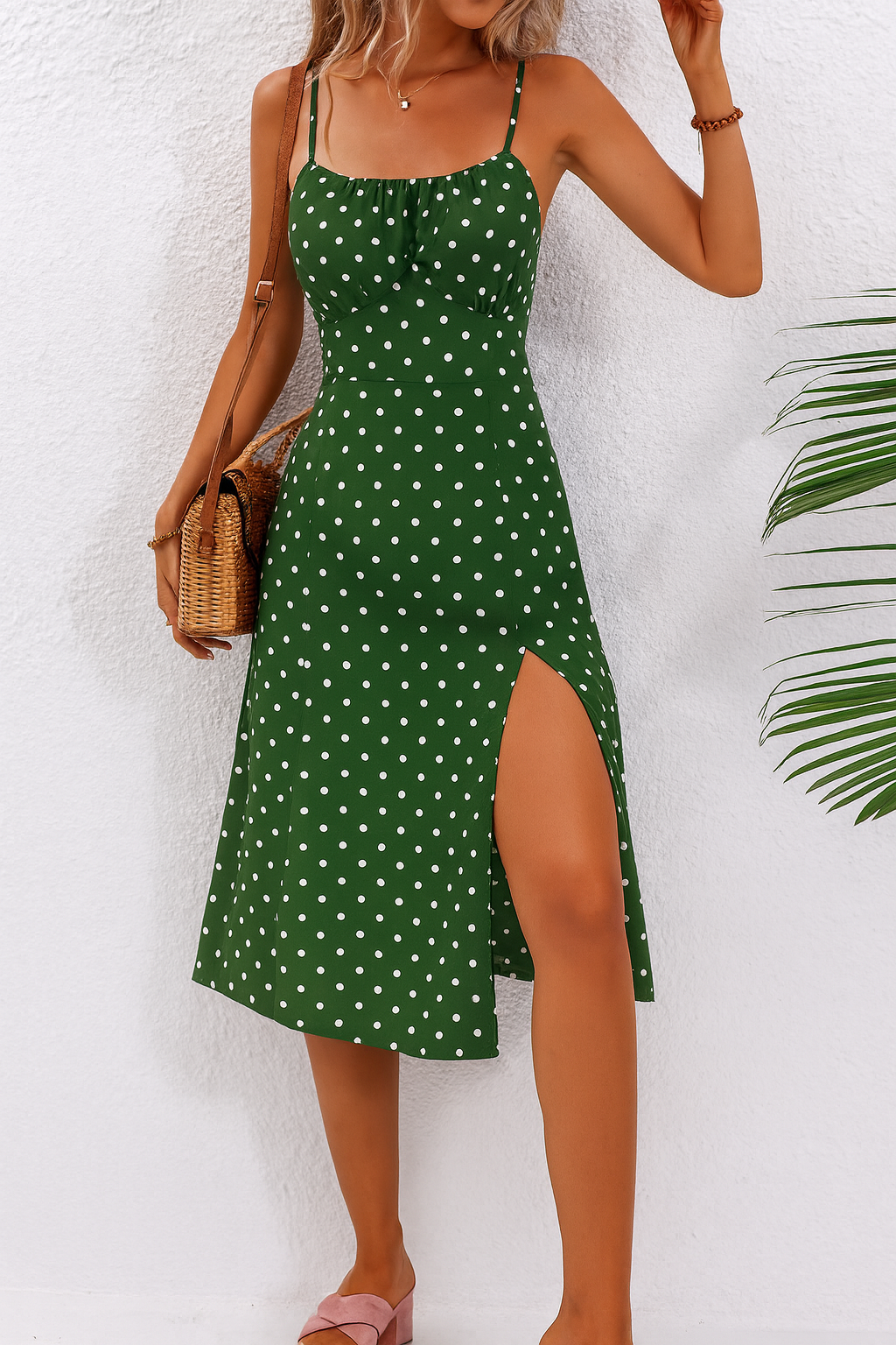 NovaWeave Polka Dot Midi Dress For Everyday Wardrobe