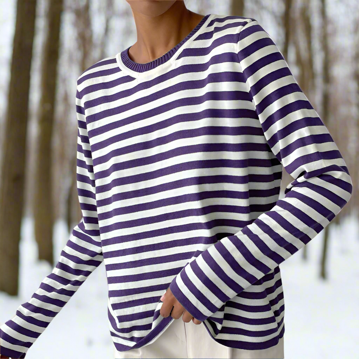 Luma Women Spring Long Sleeve Striped Tee For Everyday Wear