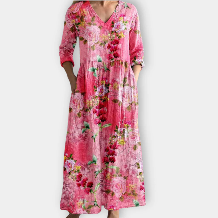 Nova Bloom Boutique Floral V-Neck Maxi Dress For Women