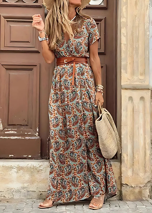 Celestia Boutique Airy Boho Maxi Dress With Matching Belt
