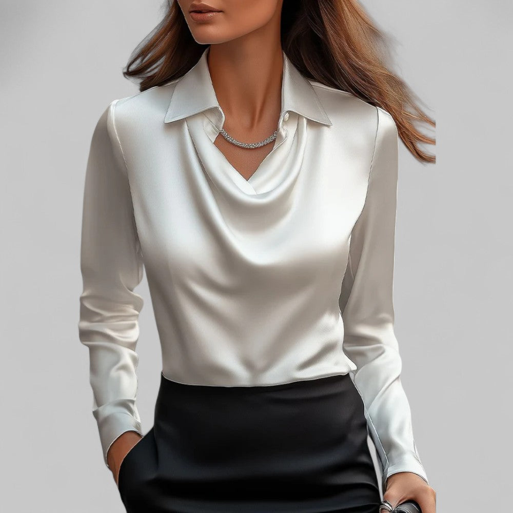 Aria Elegant Satin Blouse For Women With Long Sleeve