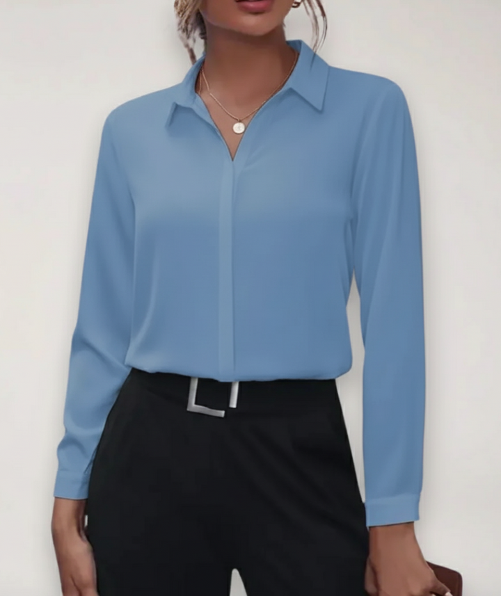 Lyra Women's Elegant Tailored Button-Up Work Blouse