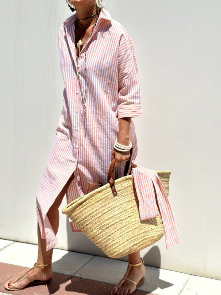 Astra Women’s Striped Button-Down Shirt Dress For Women