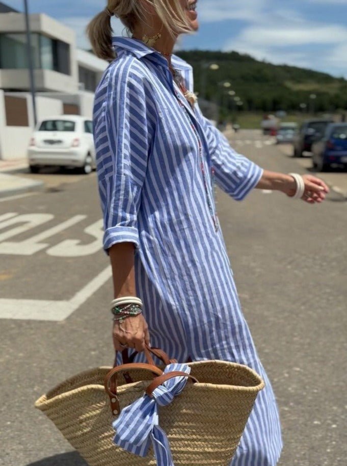 Astra Women’s Striped Button-Down Shirt Dress For Women