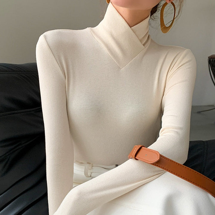 Lumen Women's Spring Elegant Mock Neck Top Everyday Wear