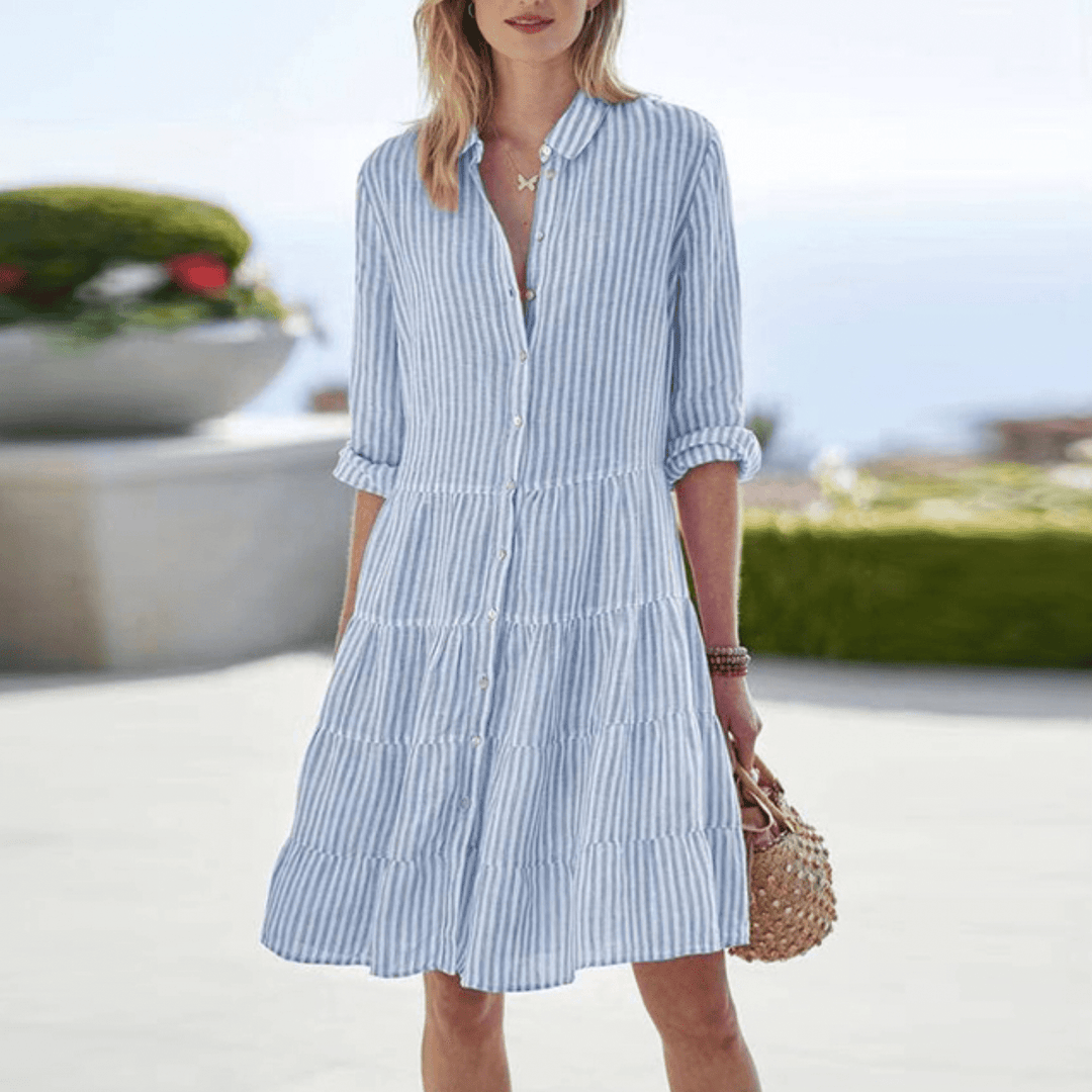 Cressida Breezy Striped Dress With Buttons Classic