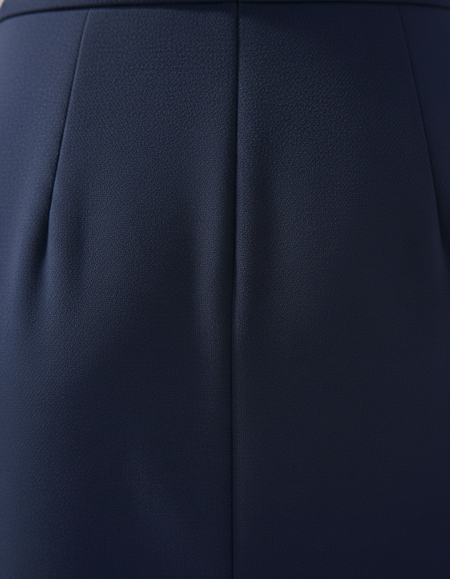 Navy Blue Midi Dress For Women, Tailored Fit With Button Front And Side Slit